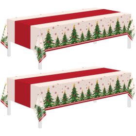 2 Pack Christmas Tablecloths,Christmas Party Decoration,54 X 108 Inch,Disposable Plastic Table Cloths Rectangular For Party Supplies,Xmas Tree Ta (Option: White)