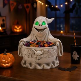Halloween Ghost Candy Bowl LED Light Up Spooky Treat Dish Tabletop Party Decor ---Unavailable Platform-Temu&Wayfair (Option: Y)