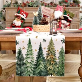 Christmas Table Runner 13x72 Inch, Xmas Trees Snowflakes Winter Holiday Decorative Farmhouse Table Decorations for Kitchen Dinning, Indoor Outdoo (Option: Light Green)