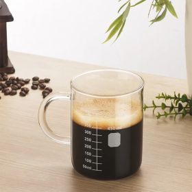 1 PCS Transparent tape with high borosilicate glass cup, coffee cup, coffee sharing cup with scale identification (Option: 1PCS)