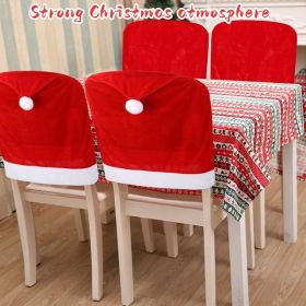 Christmas Chair Covers,Red And White Santa Claus Hat Chair Back Cover Christmas Chair Slipcovers For Xmas Kitchen Dinning Room Bar Decoration Hol (Option: 4PCS)