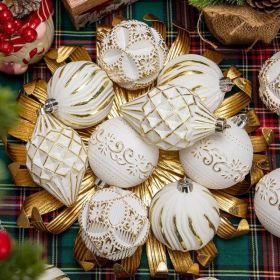16PCS Shatterproof Christmas Ball Ornaments Set, Hand-Painted Holiday Decor With Assorted Sizes & Designs For Christmas Tree Thanksgiving Party D (Option: Gold)
