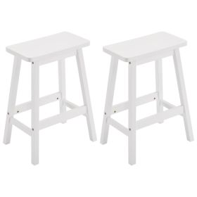 [Same Code: 38873429]2pcs Pine Wood Saddle Seat Bar Stool White (Option: Defaulttitle)