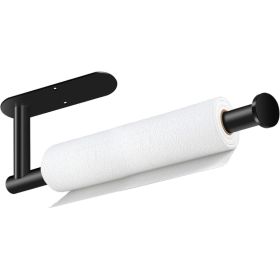 Black Self-Adhesive Under Cabinet Paper Towel Holder Wall Mounted Roll Organizer For Kitchen Bathroom Counter Storage (Option: Black)