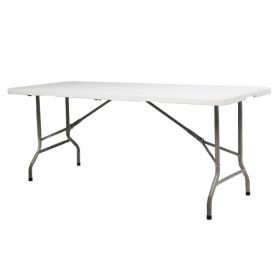 Folding Table 6ft Heavy Duty Portable Table Indoor Outdoor With Parties, Camping & BBQs, Folds In Half For Easy Storage, No Assembly Required (Option: White)