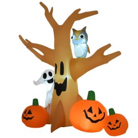 8FT Halloween Inflatable Scary Tree With Ghost Owl Pumpkins Built-in LED Lights Outdoor Yard Decor---Unavailable Platform-TikTok (Option: A)