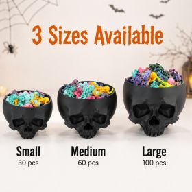 3D Printed Halloween Skull Storage Bowl, Black Gothic Desktop Organizer, Decorative Tabletop Container, 3 Sizes Available (Option: Small-Skull-Halloween)