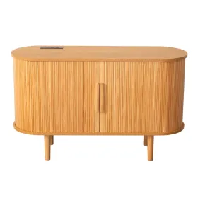 Fralimk Sideboard Buffet Cabinet With Storage, Modern Fluted Storage Cabinet For Dining Room, Tambour Door Console Table For Living Room, Office Stora (Option: Oak)