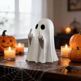 White Halloween Ghost Figurine Cute Finger Ghost Ornament Decorative Mini Ghost Statue For Halloween Party Home Tabletop Shelf And Holiday Decor (Option: White)