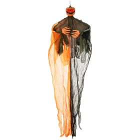 6FT Halloween Hanging Pumpkin Ghost With Red LED Eyes, Poseable Arms Scary Haunted House Prop For Porch Yard Decor---Unavailable Platform-Temu&Am (Option: A)