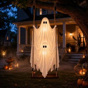 Halloween Hanging Ghost Decorations Outdoor,5 FT Large Swinging Ghost Set (Option: White)
