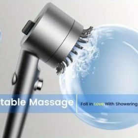 Shower Head, High Pressure Flow Multiple Modes, 5 Layers Filter, Hard Water Power Rinse, With Switch, Suitable For Pet Bathing, Vertical Shower, (Option: Normal9piecesetwith5filters)