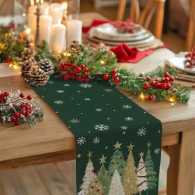 Christmas Table Runner 13x72 Inch, Xmas Trees Snowflakes Winter Holiday Decorative Farmhouse Table Decorations for Kitchen Dinning, Indoor Outdoo (Option: Green)
