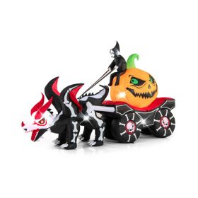 9FT Halloween Inflatable Grim Reaper Carriage With Skeleton Dragon & Pumpkin, Built-in LED Lights Outdoor Yard Lawn Decoration---Unavailable Plat (Option: A)