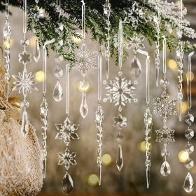 CRystal Christmas Tree Ornaments, Clear Acrylic Snowflake  Icicle, 18pcs (Option: CRystal)