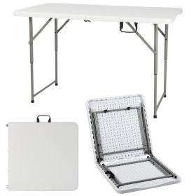 4 FT Folding Camping Table Plastic Picnic Table Office Table For Parties Wedding Camping Office With Carrying Handle (Option: White)