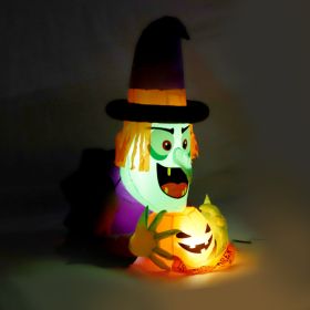 1.35M Inflatable Halloween LED Decoration - Waterproof 210T Polyester Airblown Outdoor Yard Decor With Built-in White Lights And Powerful Blower (Option: A)