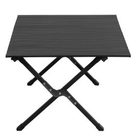 116cm Carbon Steel Camping Table Multifunctional Picnic Table Portable Table Folding Table (Option: Black)