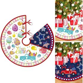 36 Inch Reversible Easter Tree Skirt For Christmas Tree 4th Of July Holiday Decorations Festive Tree Base Cover For Home Party Decor (Option: Independence Easter)