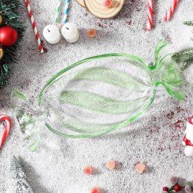 Christmas Candy Glass Plate, Christmas Theme Serving Tray for Holiday Desserts, Cookies & Candy Display, Festive Party Bowl, Red XMAS Decorations (Option: Small red-Green)