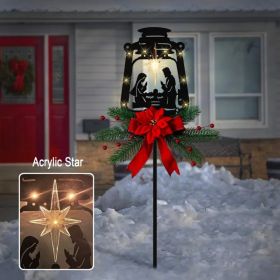 Christmas Garden Jesus Scene Decor, Solar Lighted Outdoor Nativity Set with 9 LED Lights, Christmas Decoration for Indoor Outdoor Holiday Party G (Option: red 2)