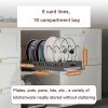 Pull-out pots and pans lid plate draining rack, cabinet built-in draining rack