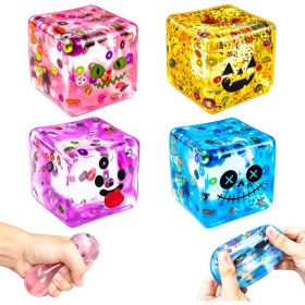 4Pcs Halloween Stress Cubes Fidget Toys Adults, Squeeze Toys, Christmas, Easter, Party Favors, Slow Rising Square Shape Stress Toys (Option: Multicolor)