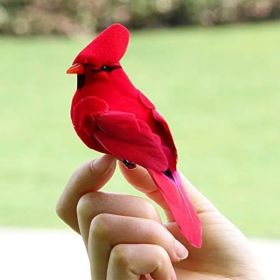 2pcs Red Bird Decor Artificial Red Cardinal Birds Artificial Birds Christmas Cardinal Birds For Tree Flower Floral Arrangements Yard Patio Wreath (Option: 4PCS)