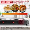 Infrared Dual Burner Hot Plate - 1000W & 800W  Glass Plates, Quick/Even Heating, 302-1022 Stepless Temp, Auto Shut-Off