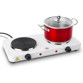 2000W Double Electric Burner Portable Dual Counter Stove Countertop Hot Plate Kitchen Cooker Stove with 5 Gear Temperature Control (Option: US)
