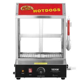 Commercial Hot Dog Steamer 2-Tier Electric Bun Warmer 28.5QT Slide Doors (Option: Natural)