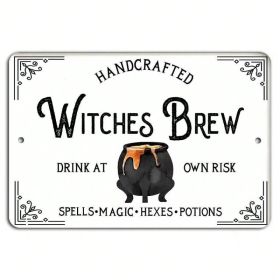 Witches Brew Vintage Metal Sign 8x12 Inch Halloween Wall Art Home Porch Decor Plaque---Unavailable Platform-TikTok (Option: A)