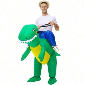 Valentine Special Light Weight Inflatable Dinosaur Costume With Fan Blow Up T Rex Halloween Outfit For Adults, Funny Party Cosplay Costume (Option: IF DINO green big)