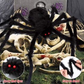 Halloween Spider Web Outdoor Decorations With 59 Inch Giant Spider Decor Stretchable Cobwebs For Porch Yard Haunted House Party And Indoor Outdoo (Option: Black)