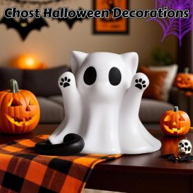 Cute Ghost Cat Figurine Halloween Mini Spooky Cat Statue Tabletop Desk Decor Gift (Option: Y)