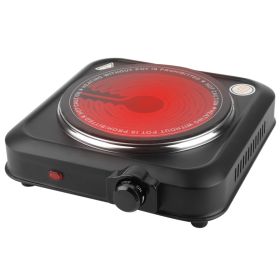 1Pc 1200W Electric Infrared Single Burner Portable Heating Hot Plate Stove Countertop RV Hotplate With 7.5in Glass Cooktop Stepless Temperature A (Option: Black)